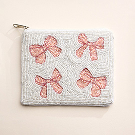 Bow Seed Beaded Mini Pouch Bag