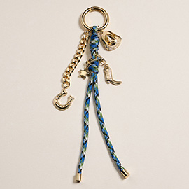 Western Hat Boot Horseshoe Charm Knot Rope Drop Keychain / Bag Charm