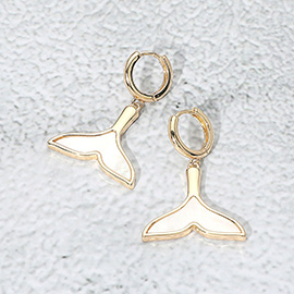 Mother of Pearl Inlay Whale Tale Dangle Earrings