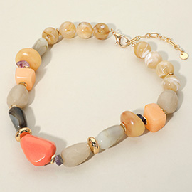 Mixed Shaped Chunky Resin Pebble Beaded Statement Necklace