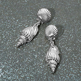 Metal Conch Shell Dangle Earrings