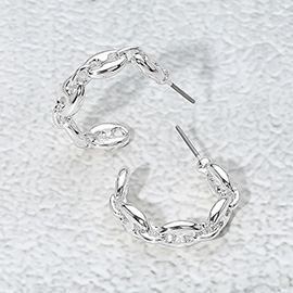 Metal Mariner Link Hoop Earrings