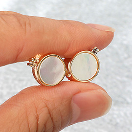 Mother of Pearl Round Stud Pin Catch Earrings