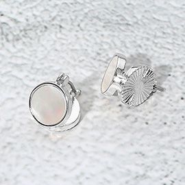 Mother of Pearl Round Stud Pin Catch Earrings
