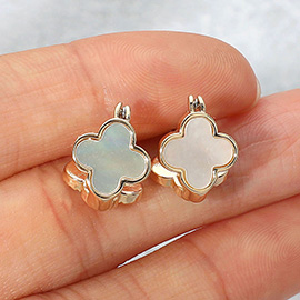 Mother of Pearl Quatrefoil Stud Pin Catch Earrings