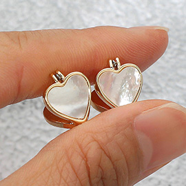 Mother of Pearl Heart Stud Pin Catch Earrings