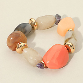 Chunky Resin Pebble Beaded Stretch Bracelet