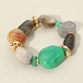 Chunky Resin Pebble Beaded Stretch Bracelet