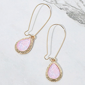 Iridescent Teardrop Stone Dangle Earrings