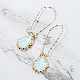 Iridescent Teardrop Stone Dangle Earrings