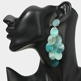 Oversized Transparent Colored Resin Disc Layered Chandelier Earrings