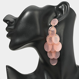 Oversized Transparent Colored Resin Disc Layered Chandelier Earrings