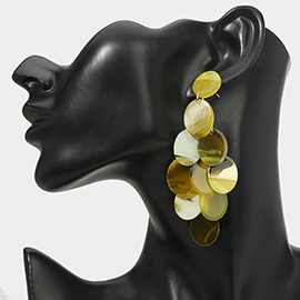 Oversized Transparent Colored Resin Disc Layered Chandelier Earrings