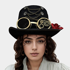Goggles Hardware Chain Gear Accent Flower Spiked Steampunk Halloween Costume Hat