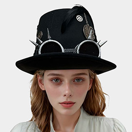 Spiked Goggle Hardware Gear Accent Steampunk Halloween Costume Hat