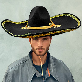 Embroidered Trim Traditional Mexican Sombrero Hat