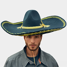 Embroidered Trim Traditional Mexican Sombrero Hat