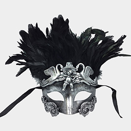 Baroque Plume and Regal Feather Embellished Masquerade Halloween Mask