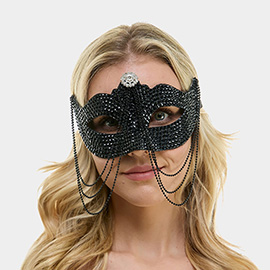 Rhinestone Drape Chain Embellished Masquerade Halloween Mask