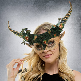 Leaf Embellished Enchanted Forest Honed Masquerade Halloween Mask