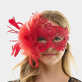 Floral Lace Feather Tulle Masquerade Halloween Mask