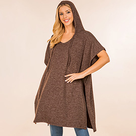 Solid Cozy Hooded Poncho