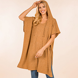 Solid Cozy Hooded Poncho