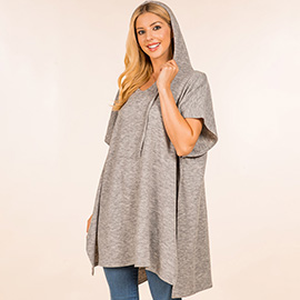 Solid Cozy Hooded Poncho
