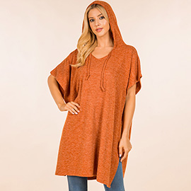 Solid Cozy Hooded Poncho