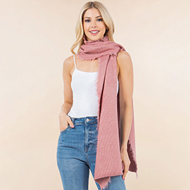 Cozy Soft Brushed Raw Edge Trim Scarf / Poncho
