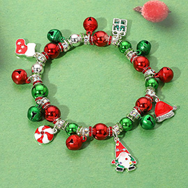 Christmas Theme Charm Beaded Stretch Bracelet