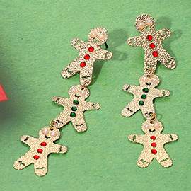 Triple Gingerbread Man Link Drop Earrings