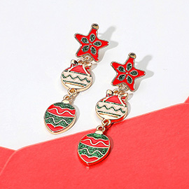 Holiday Star Accent Ornament Drop Earrings