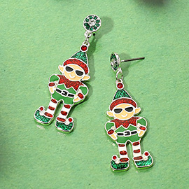 Enamel Cool Holiday Elf Dangle Earrings