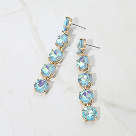 Round Stone Link Dangle Evening Earrings