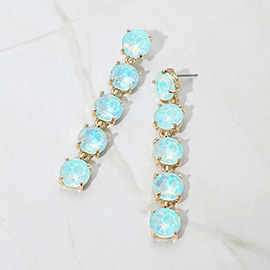 Round Stone Link Dangle Evening Earrings