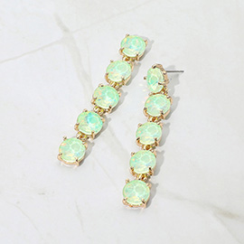 Round Stone Link Dangle Evening Earrings