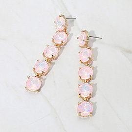 Round Stone Link Dangle Evening Earrings