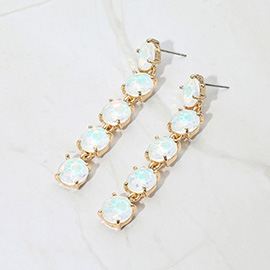 Round Stone Link Dangle Evening Earrings