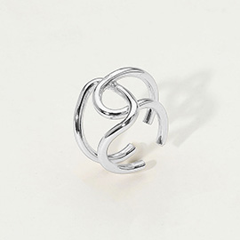 SECRET BOX_Sterling Silver Dipped Twisted Open Band Adjustable Ring