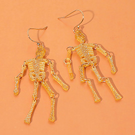 Glittered Resin Halloween Skeleton Dangle Earrings