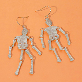Glittered Resin Halloween Skeleton Dangle Earrings