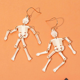 Glittered Resin Halloween Skeleton Dangle Earrings