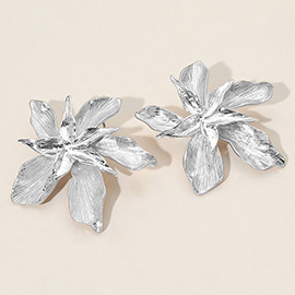 Textured Metal Flower Earrings