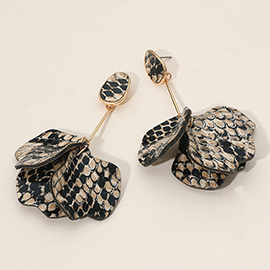 Snake Pattern Layered Petal Drop Earrings