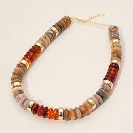 Chunky Resin Disc Beaded Necklace