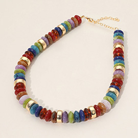 Chunky Resin Disc Beaded Necklace
