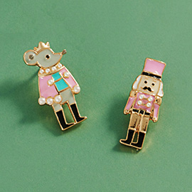 Holiday Nutcracker Mouse King Stud Earrings