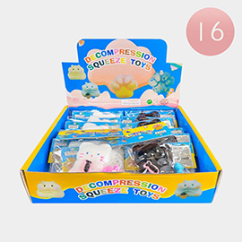 16PCS - Animal Character Shaped Decompression Squeeze Toys