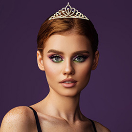 Round Stone Accent Rhinestone Paved Tiara